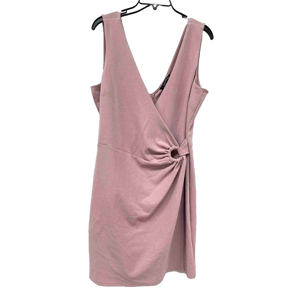 NWT Sz XL Speechless Pink Faux Wrap Dress. Ruched Side. Tiny Flaws Waist & Hem.